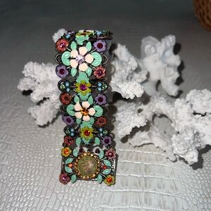 Vintage MX by Michael Morrison Enamel & Crystal Scrolled cherub Bracelet